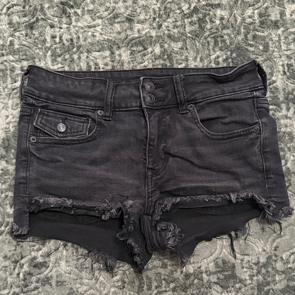 American Eagle Outfitters Next Level Stretch Distressed Shortie Shorts